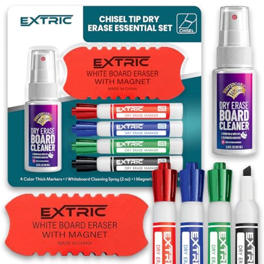 Whiteboard Marker Set - Zestaw markerów suchościeralnych, 4 markery do
