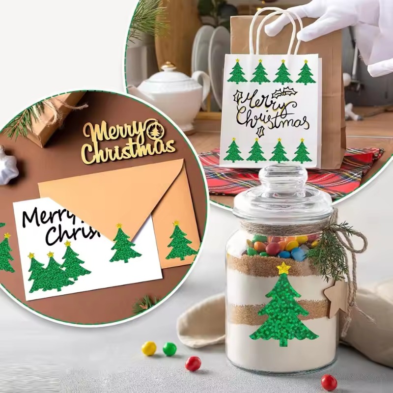 Ideal Stationery & Office Supply - Świąteczne błyszczące naklejki na choinkę (zestaw