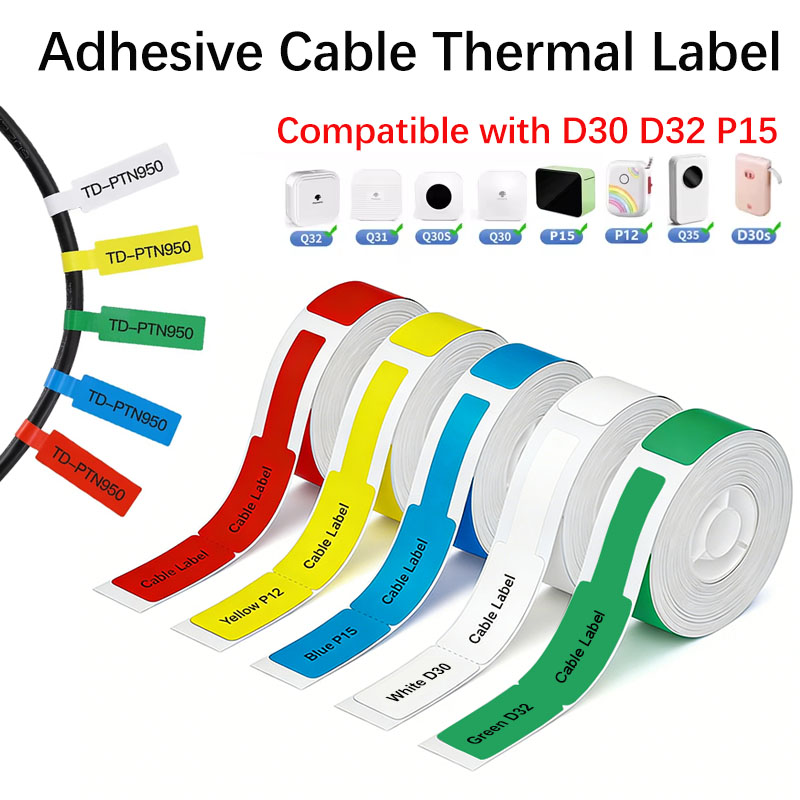 Label Printer Tape - Etykiety termiczne na kabel 12*109mm, samoprzylepna