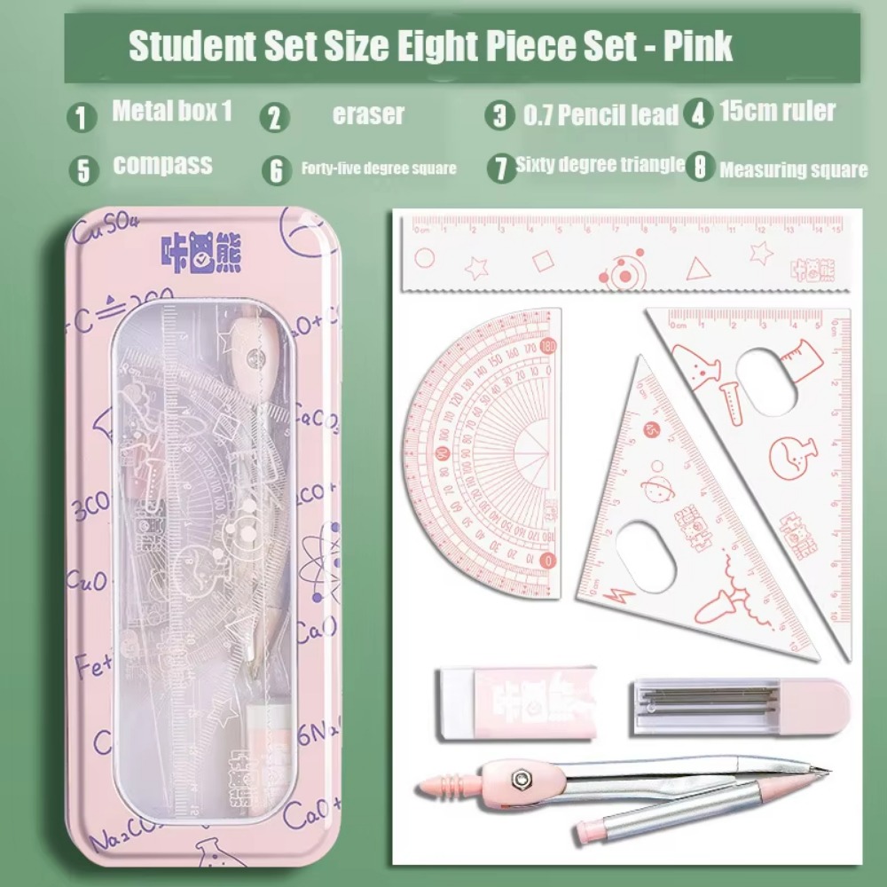Compass Geometry Set - 8-częściowy zestaw wielofunkcyjnych przyborów matematycznych i