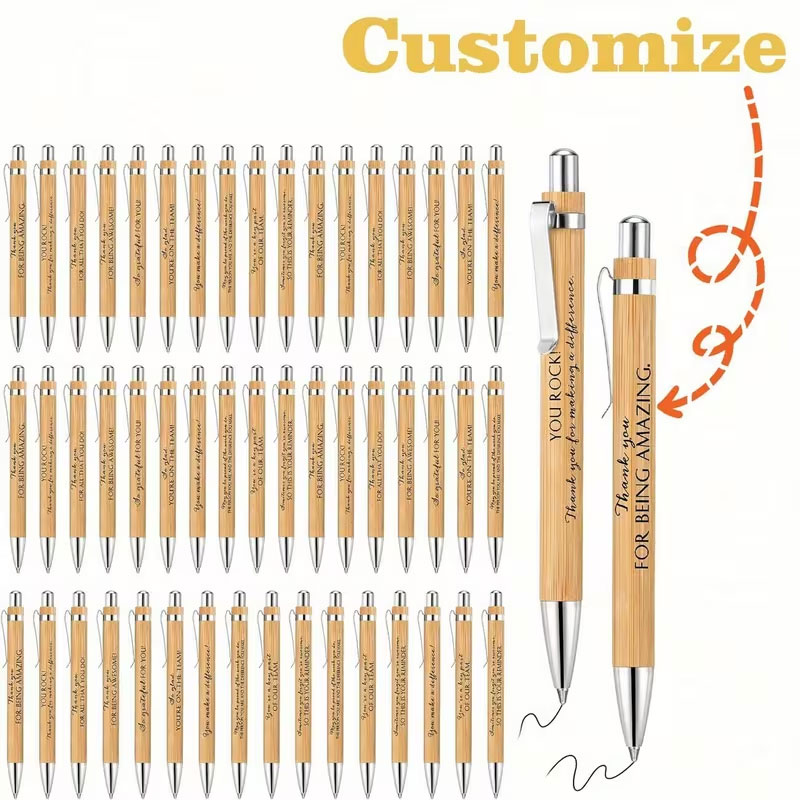 Ideal Stationery & Office Supply - 30/60/80/120 szt. Personalizowane [Dostosowane] długopisy bambusowe
