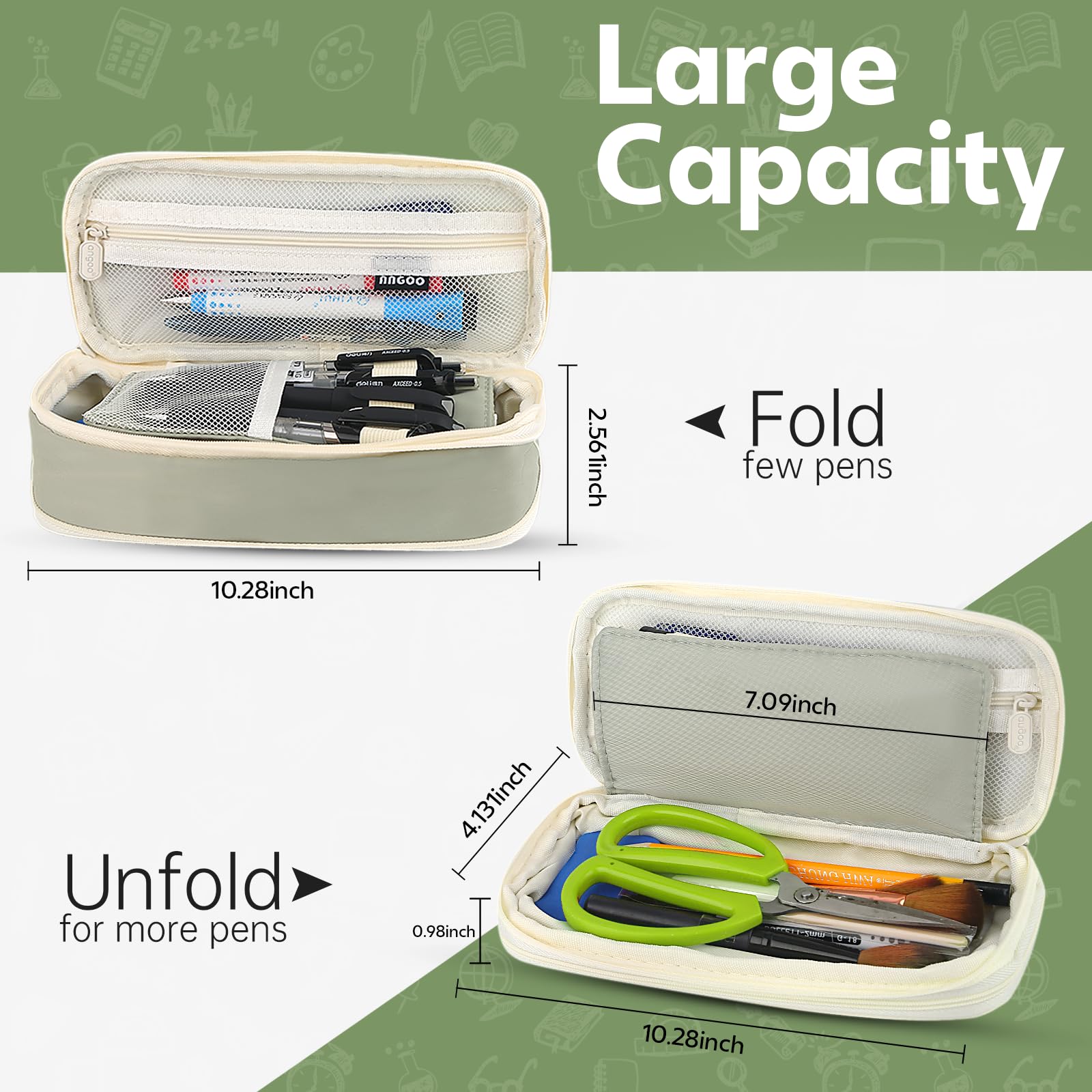 Duży, zielony piórnik o dużej  – Ideal Stationery & Office Supply recenzja i cena